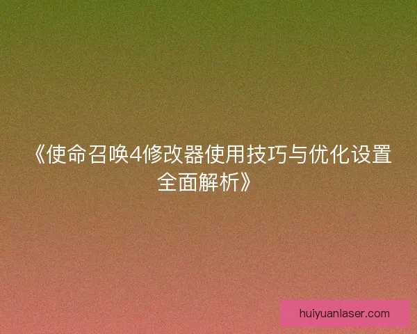 《使命召唤4修改器使用技巧与优化设置全面解析》